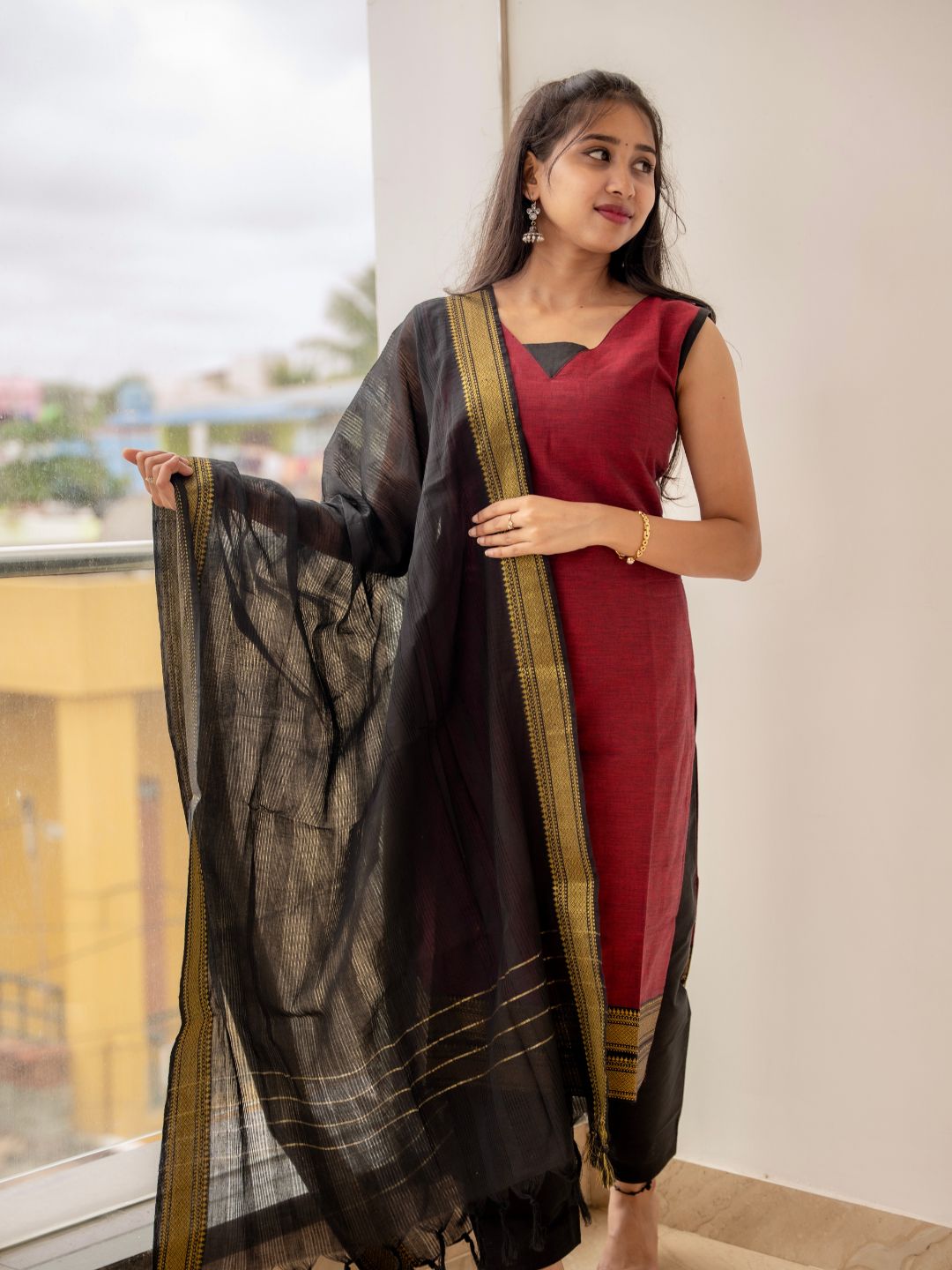 Mangalagiri Dress Collections - 3-Piece Cotton Kurti Sets