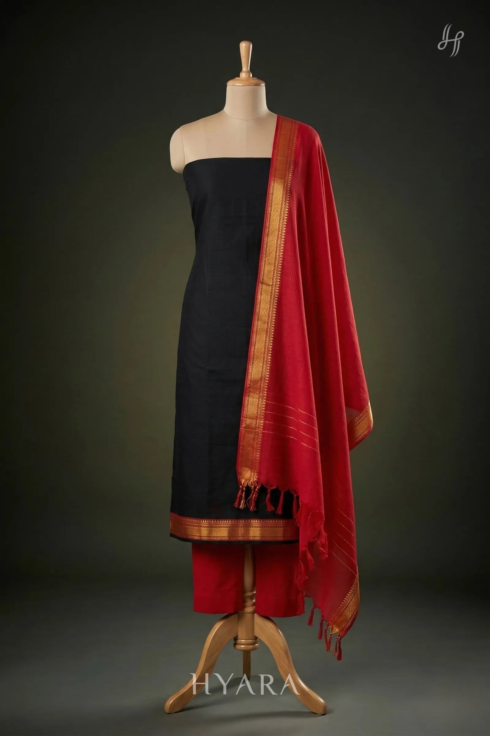 Kanmani Mangalagiri Pure Handloom Cotton Unstitched Fabric Set