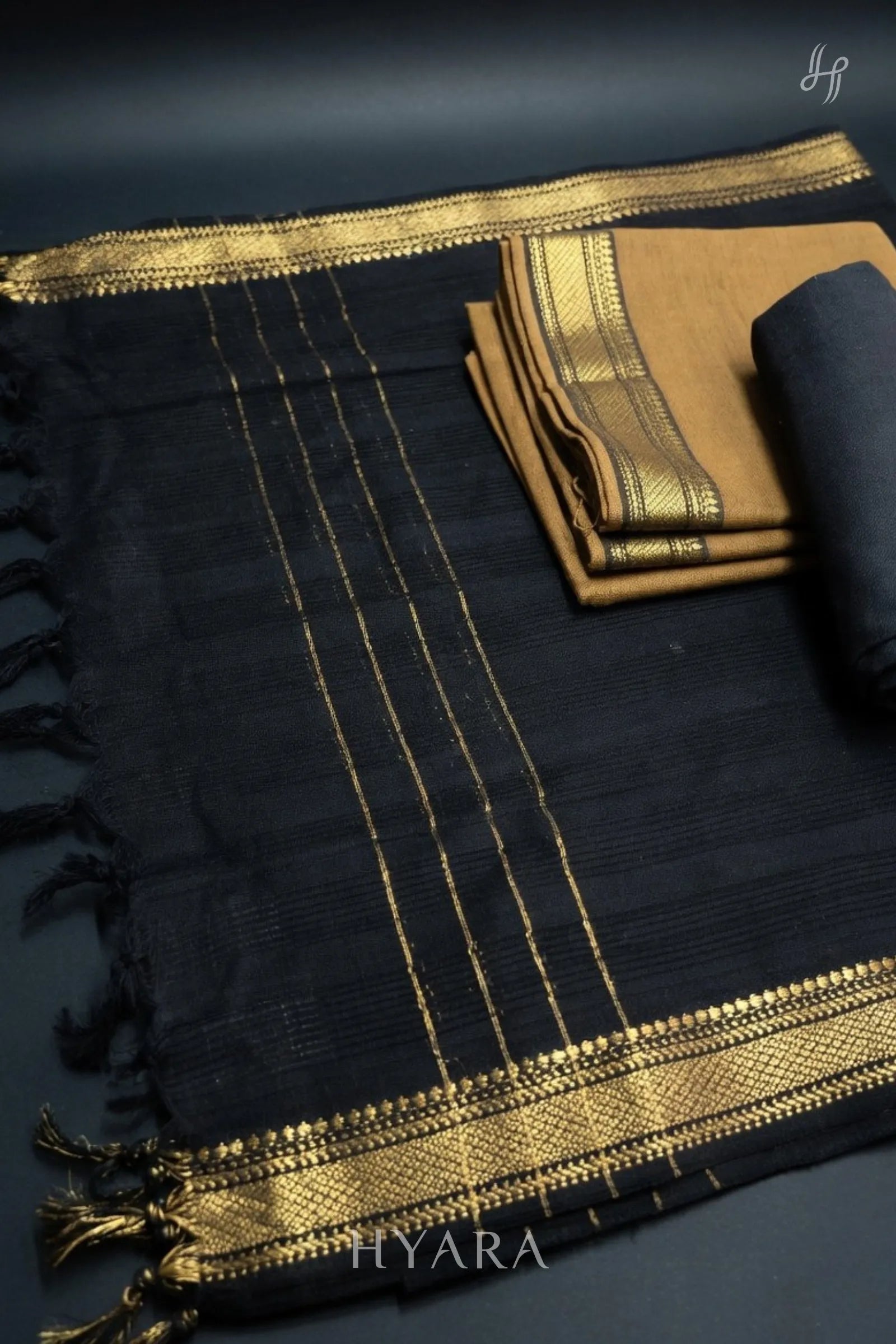 Arasi Brown Mangalagiri Pure Handloom Cotton Unstitched Fabric
