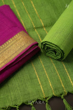 Oviya Mangalagiri Magenta Pink Handloom Cotton Unstitched Fabric