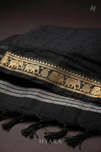 Kaajal – Black & Gold Narayanpet Unstitched Fabric Set