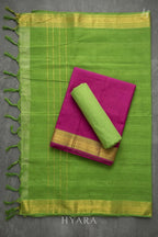 Oviya Mangalagiri Magenta Pink Handloom Cotton Unstitched Fabric