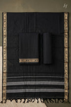 Kaajal – Black & Gold Narayanpet Unstitched Fabric Set