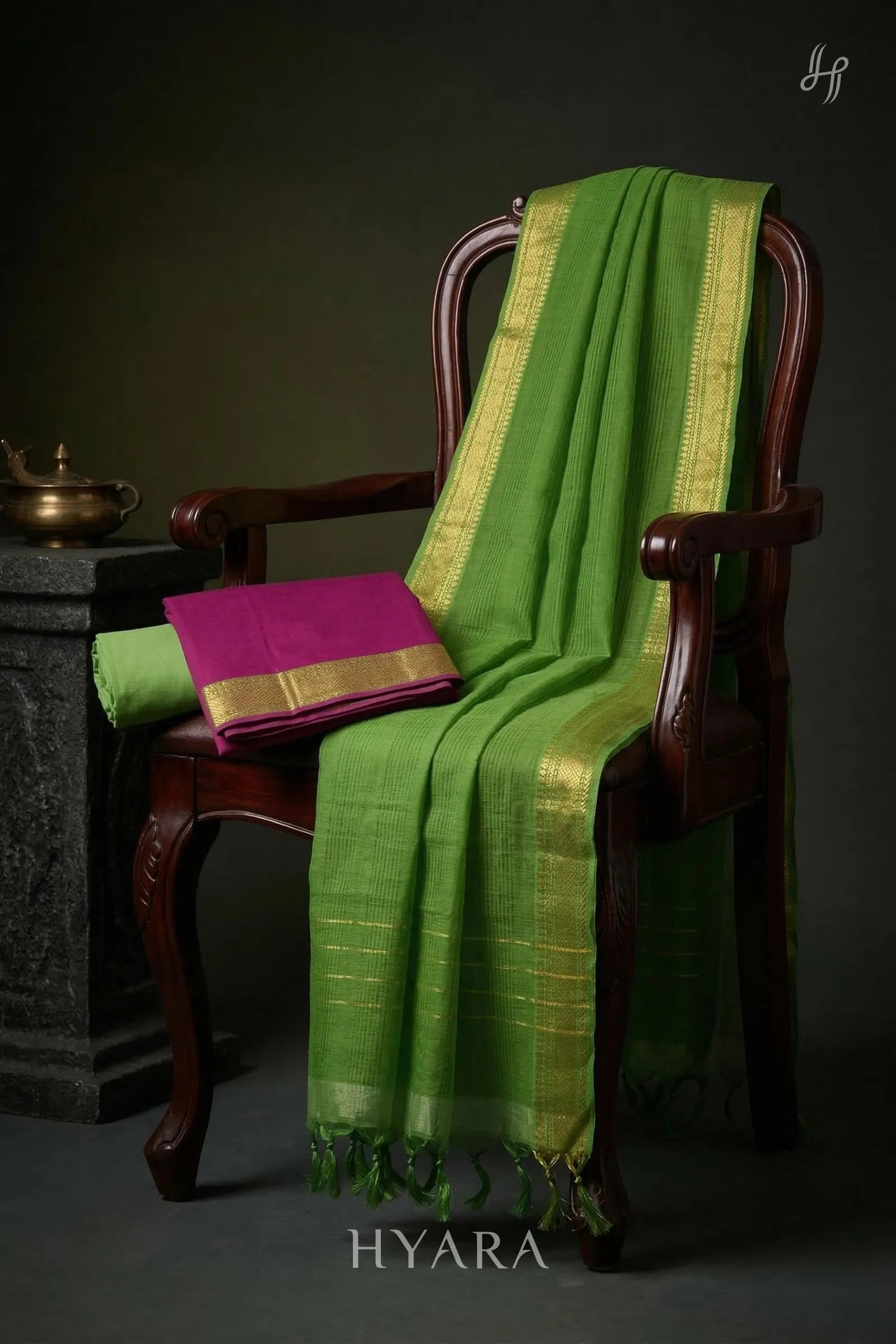 Oviya Mangalagiri Magenta Pink Handloom Cotton Unstitched Fabric