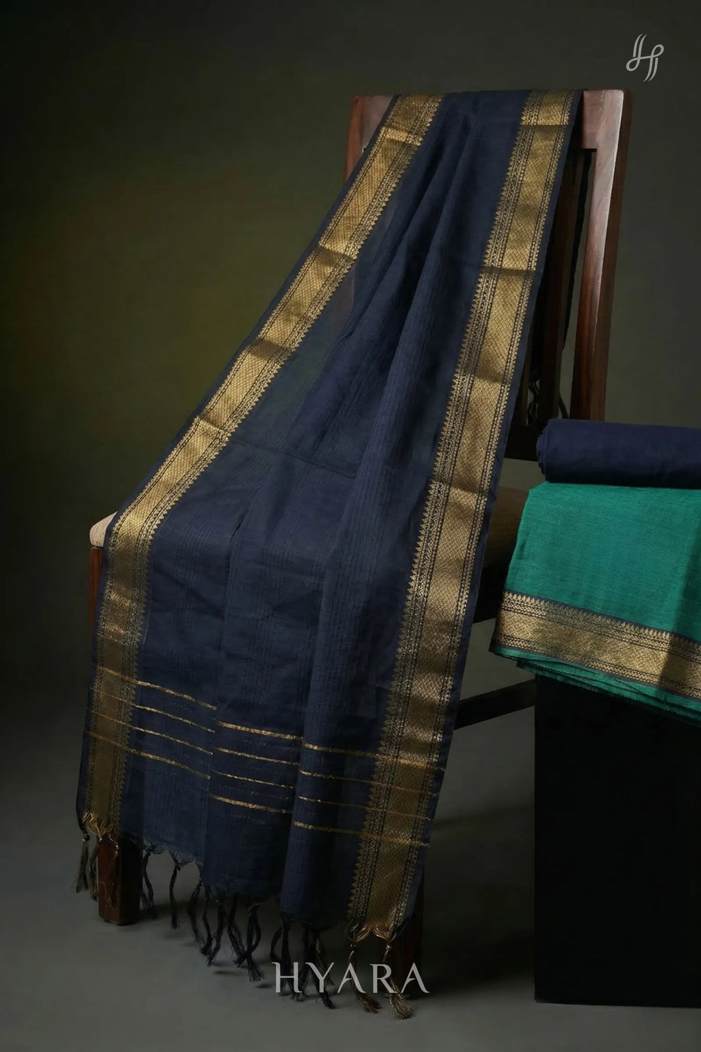 Tharani - Teal Green Mangalagiri Pure Handloom Cotton Unstitched Fabric