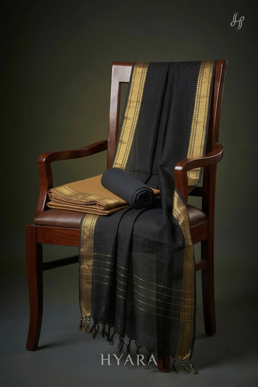 Arasi Brown Mangalagiri Pure Handloom Cotton Unstitched Fabric