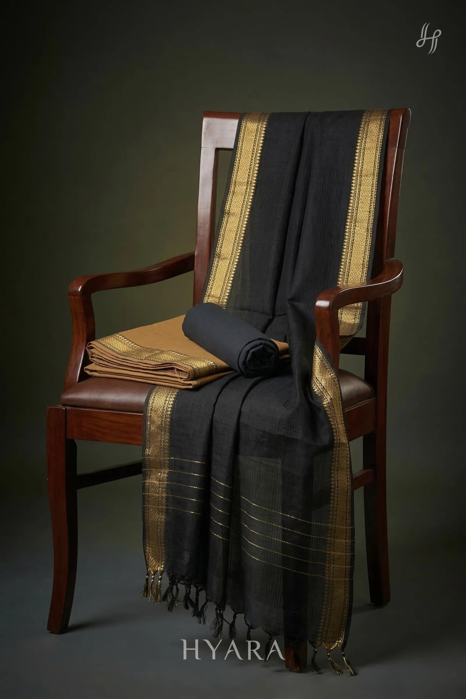 Arasi Brown Mangalagiri Pure Handloom Cotton Unstitched Fabric