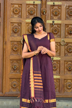 Alia – Maroon Mangalagiri Cotton Anarkali Kurti with Dupatta