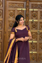 Alia – Maroon Mangalagiri Cotton Anarkali Kurti with Dupatta
