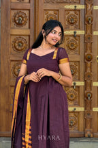 Alia – Maroon Mangalagiri Cotton Anarkali Kurti with Dupatta