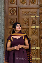 Alia – Maroon Mangalagiri Cotton Anarkali Kurti with Dupatta