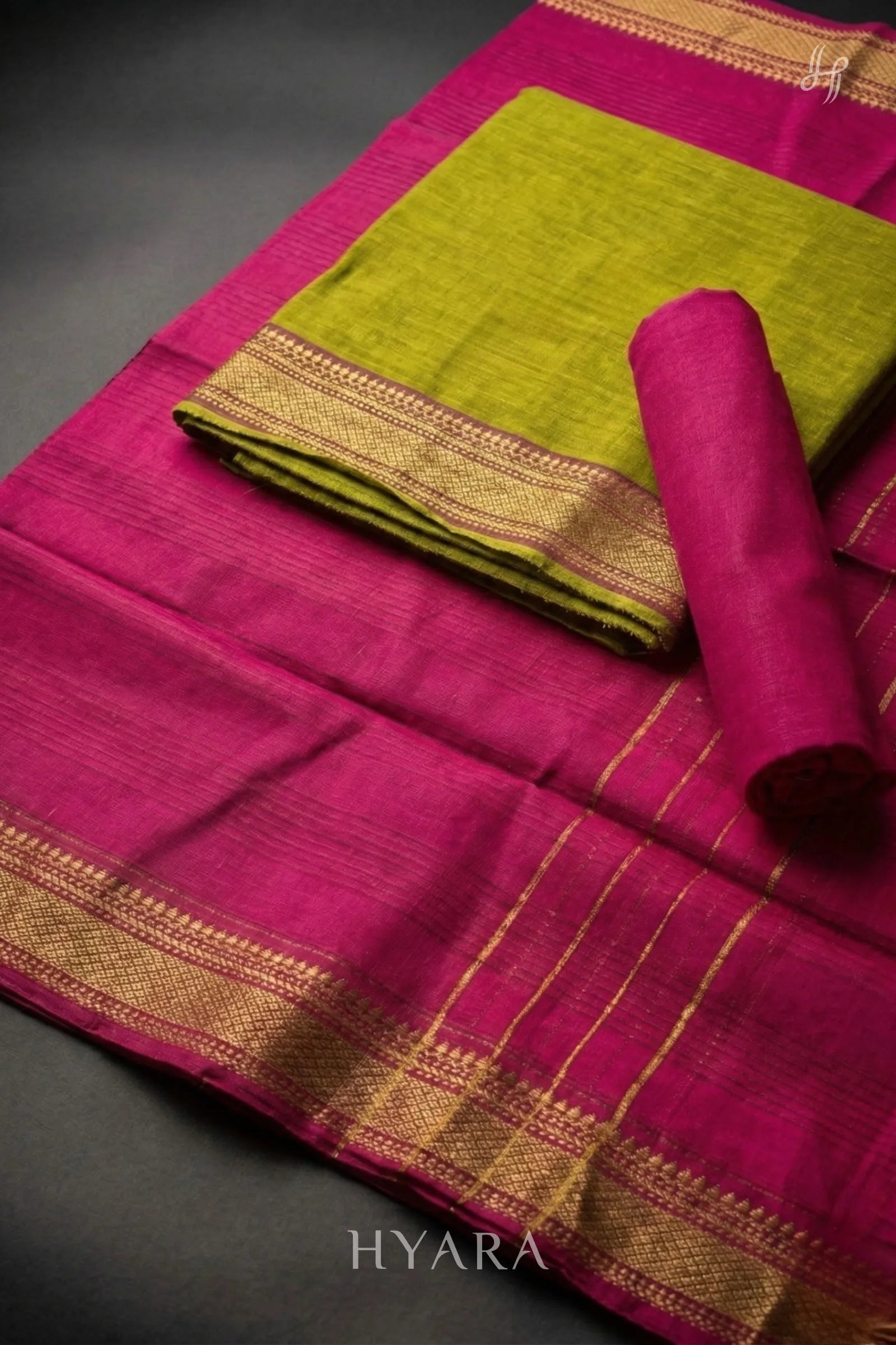 Amudha Parrot Green Mangalagiri Cotton Unstitched Fabric