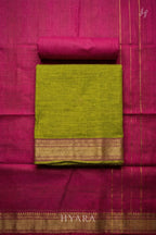 Amudha Parrot Green Mangalagiri Cotton Unstitched Fabric