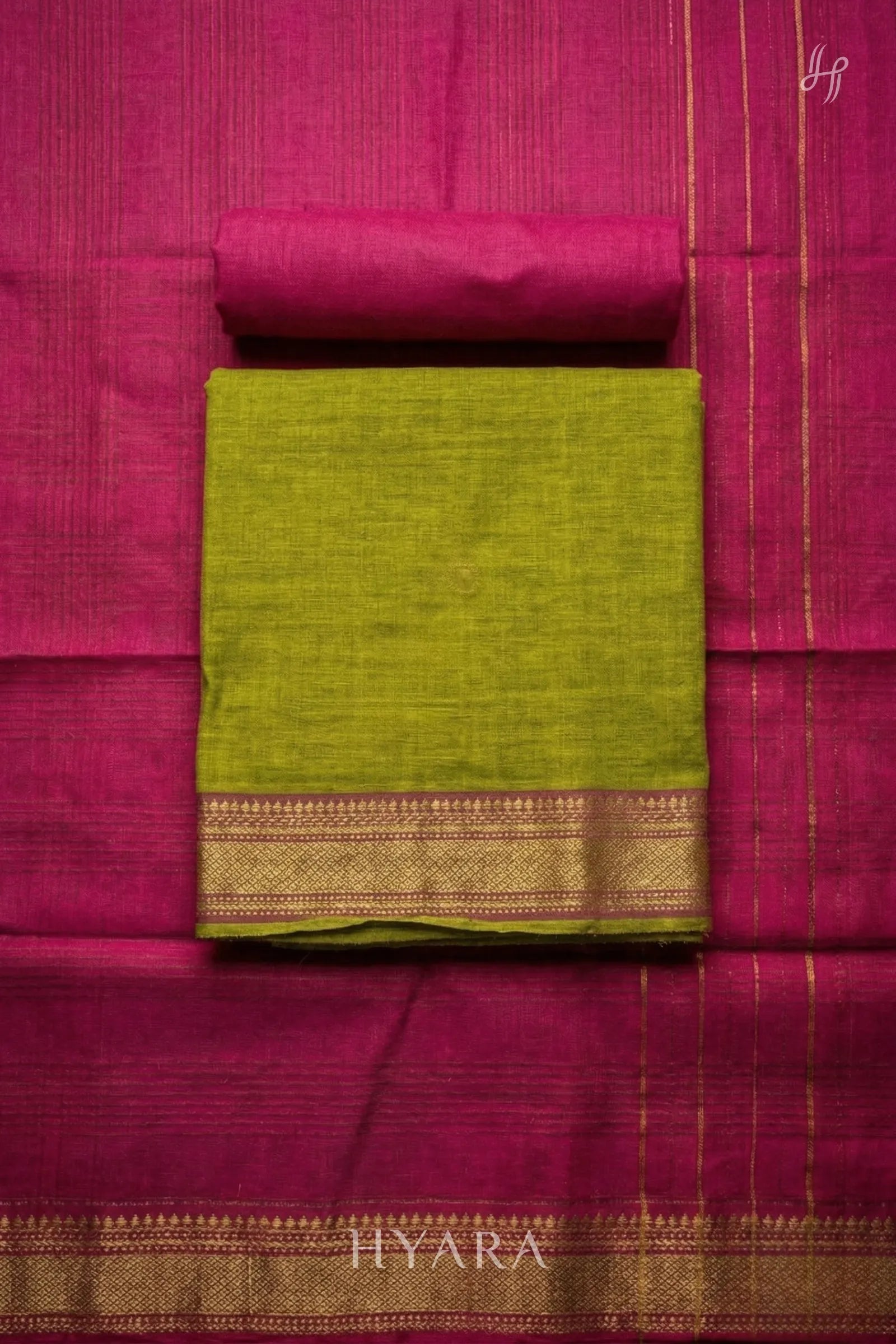 Amudha Parrot Green Mangalagiri Cotton Unstitched Fabric