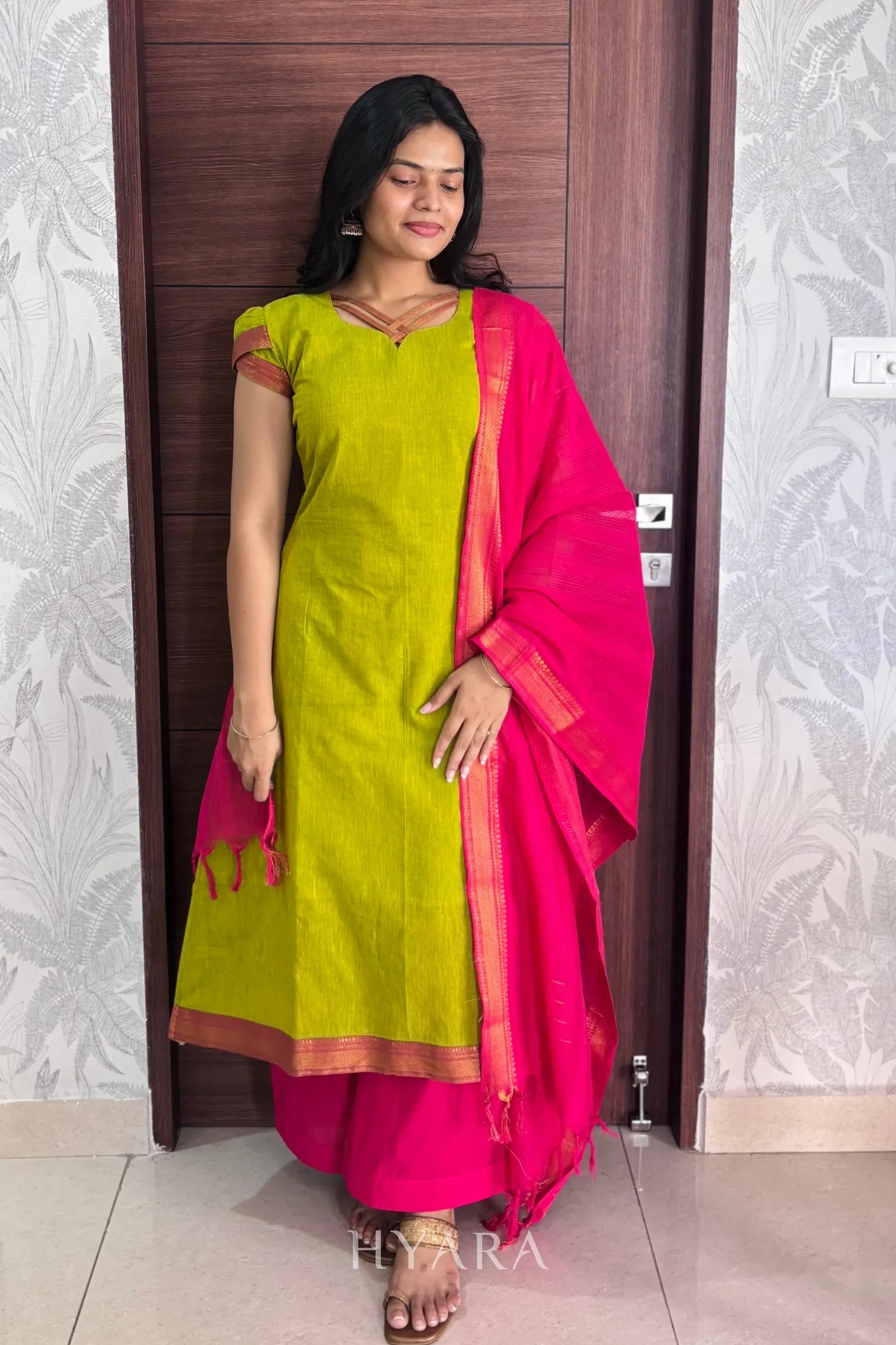  Mangalagiri Cotton A-Line Suit Set