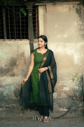 Anika – Green & Black Mangalagiri Cotton Suit Set