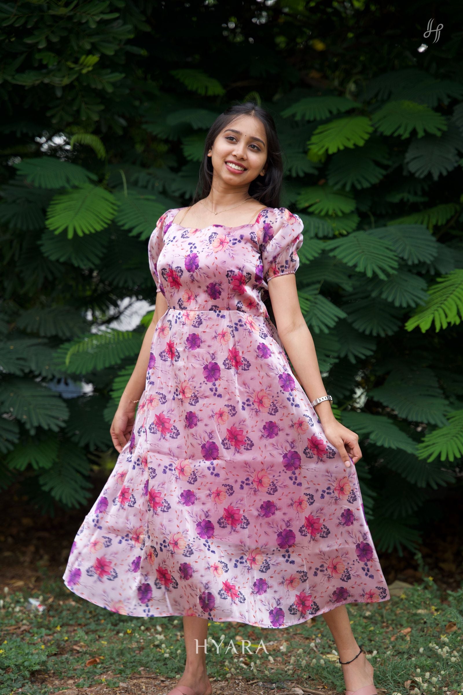 Bloom – Purple Floral Organza Maxi Dress