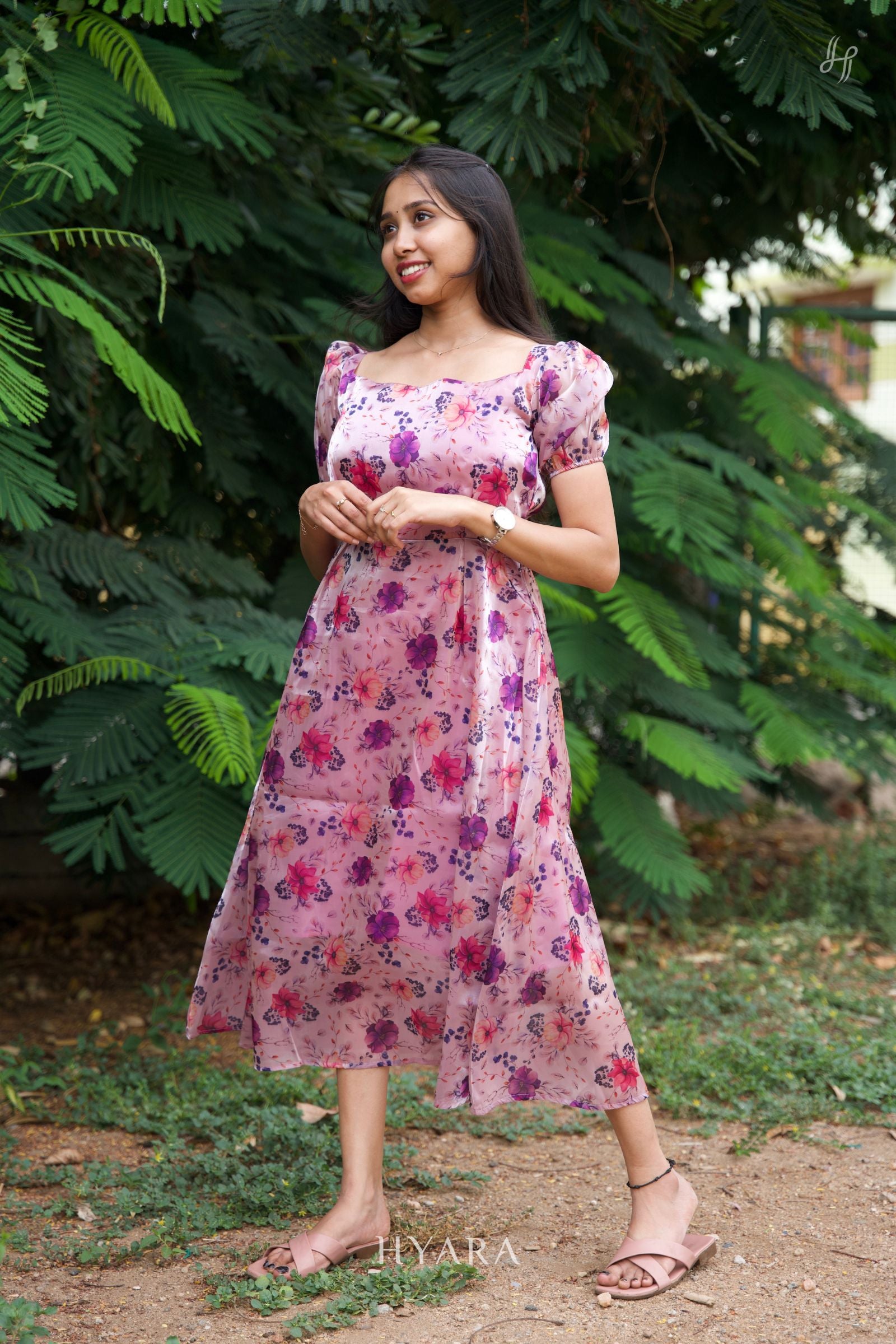 Bloom – Purple Floral Organza Maxi Dress