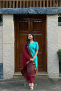 Megha – Teal & Maroon Mangalagiri Cotton Suit Set