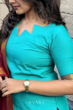 Megha – Teal & Maroon Mangalagiri Cotton Suit Set