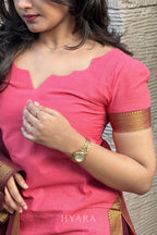 Dharshini – Pink & Maroon Mangalagiri Cotton Suit Set