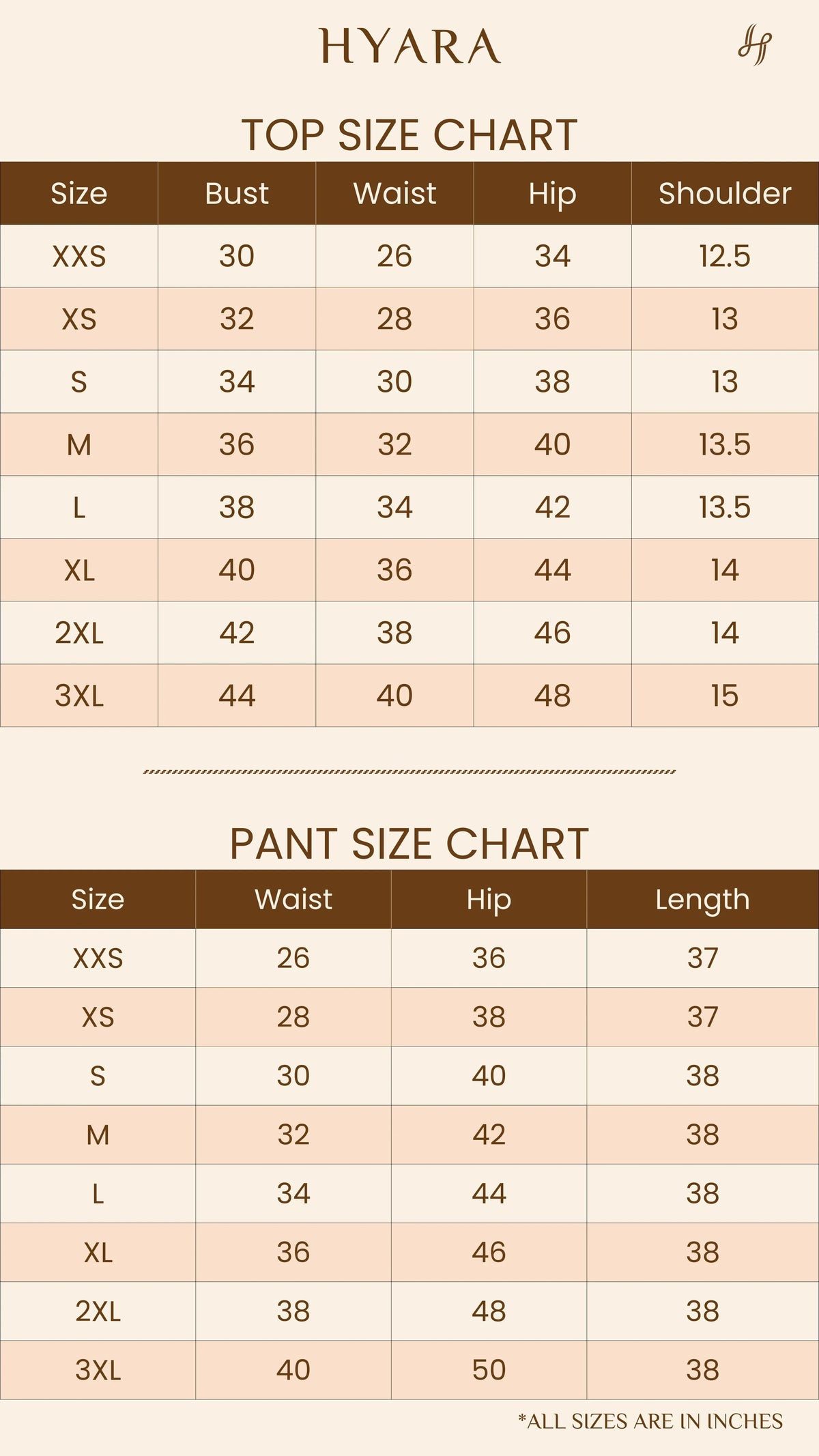 Size chart