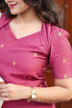 Harshini – Rose Pink Raw Silk Suit Set with Printed Dupatta