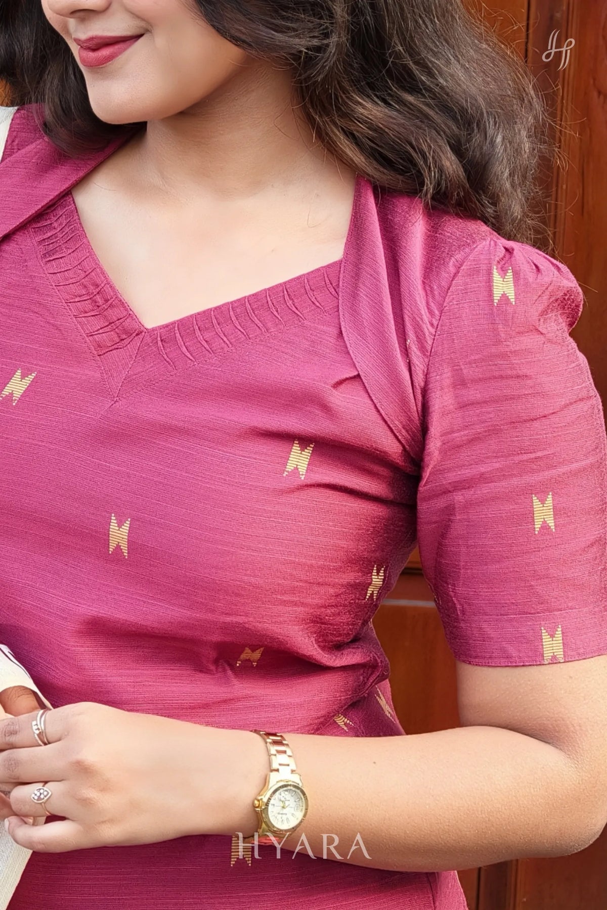 Harshini – Rose Pink Raw Silk Suit Set with Printed Dupatta