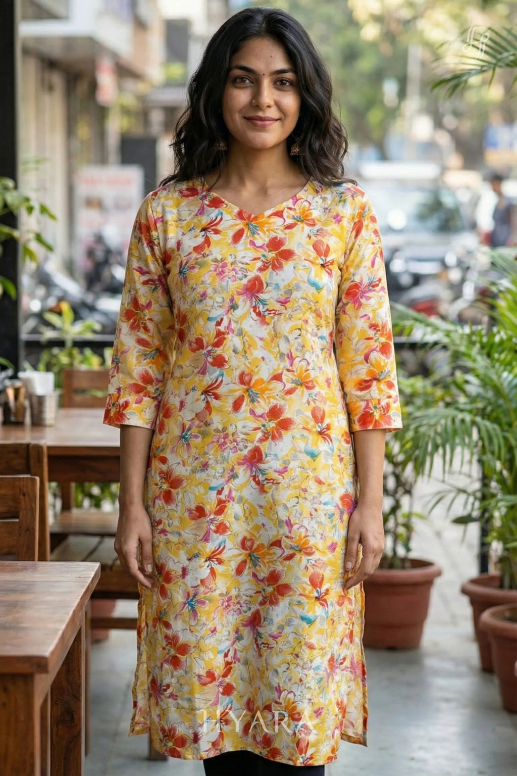 Aanya Floral Yellow Kurti