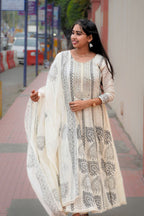 Aara – Mirror Work Anarkali Cotton Suit Set