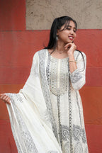 Aara – Mirror Work Anarkali Cotton Suit Set