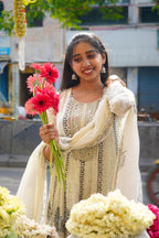 Aara – Mirror Work Anarkali Cotton Suit Set