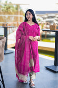 Aayana Rose Pink Raw Silk Kurti Set