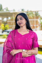 Aayana Rose Pink Raw Silk Kurti Set