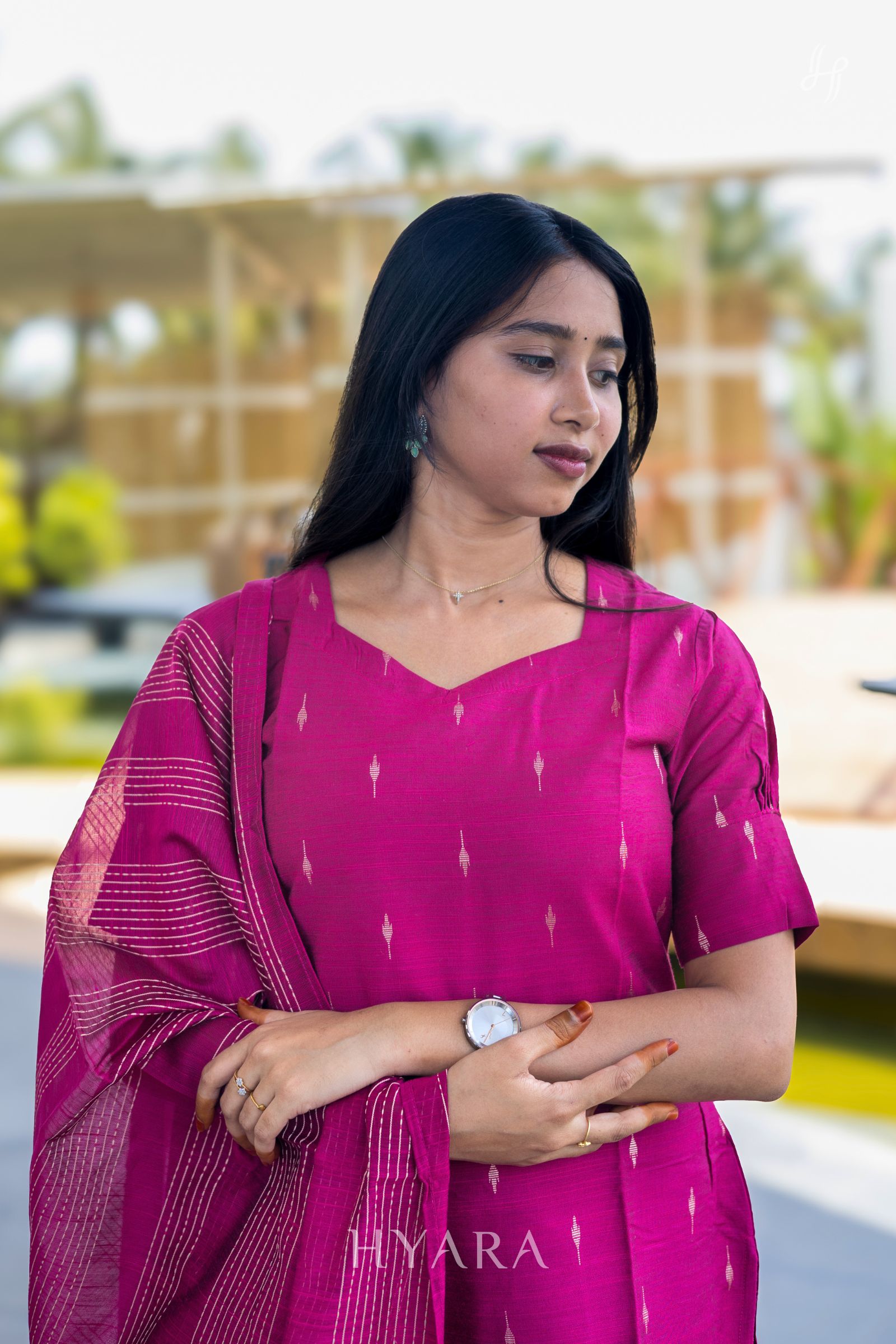 Aayana Rose Pink Raw Silk Kurti Set