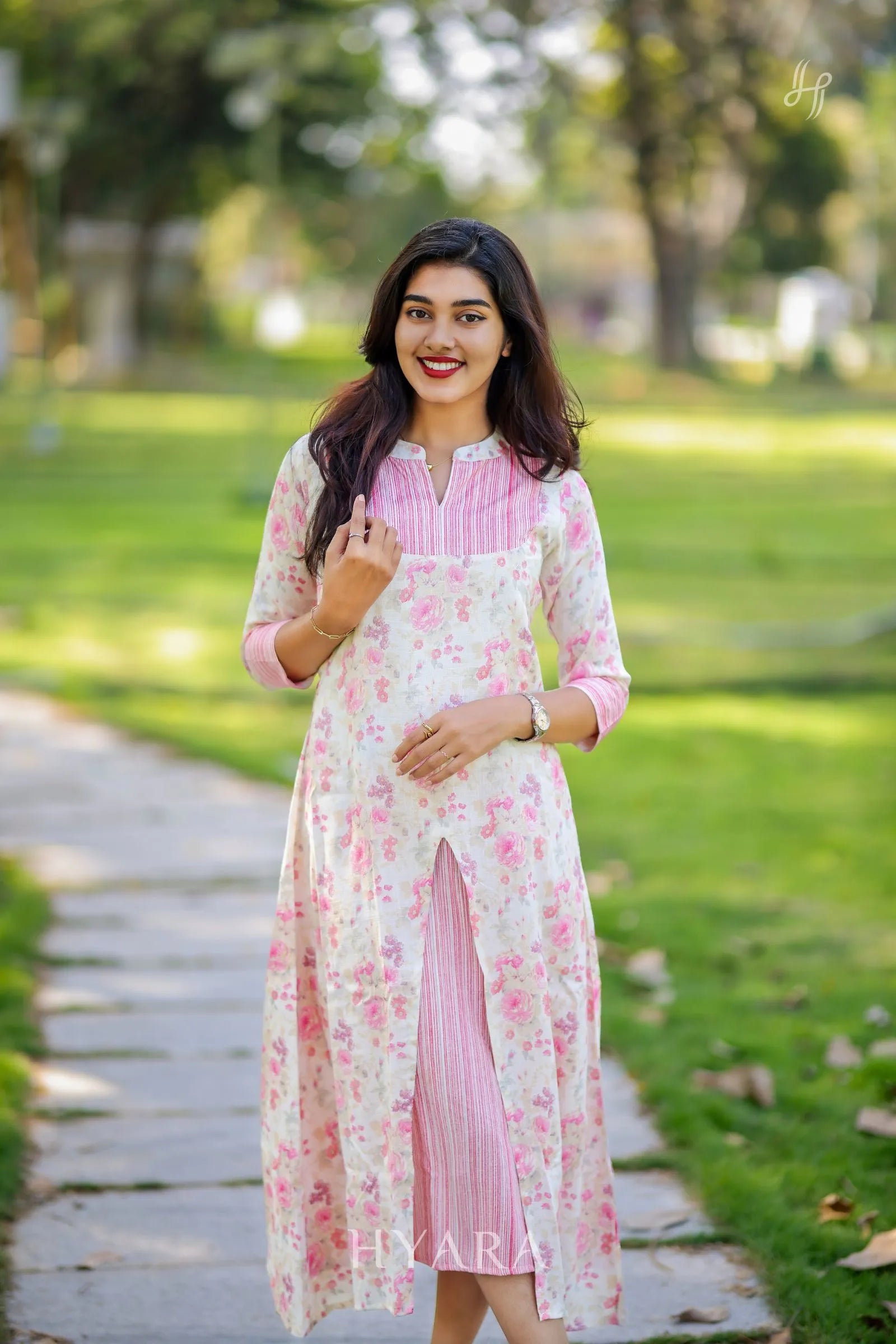 Elara Pink Floral Maxi