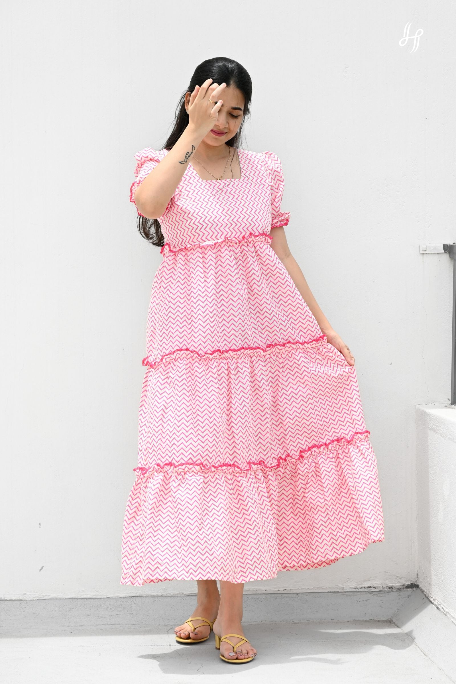 Pink Chevron Maxi Dress
