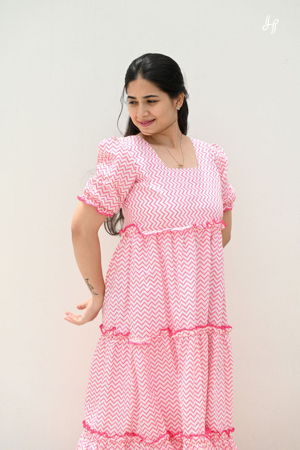 Pink Chevron Maxi Dress