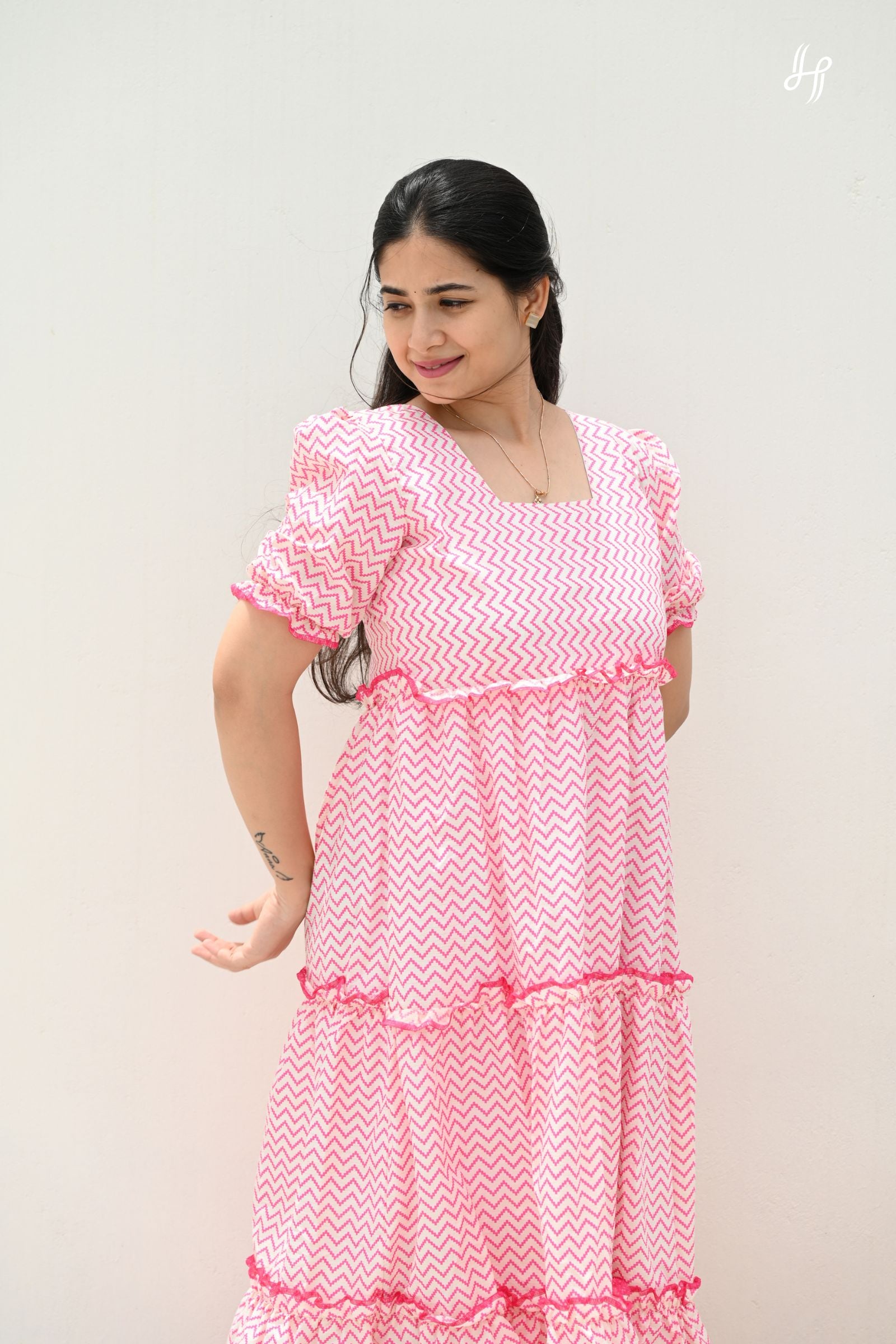 Pink Chevron Maxi Dress