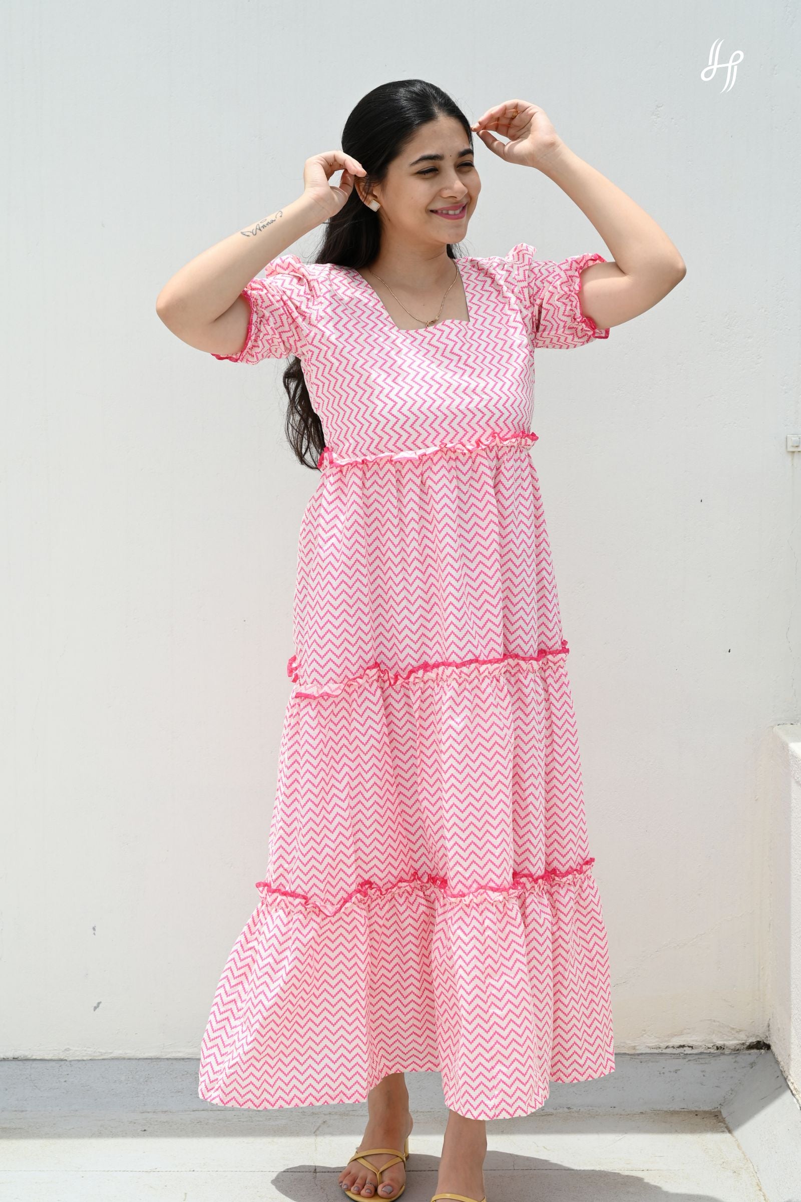 Pink Chevron Maxi Dress
