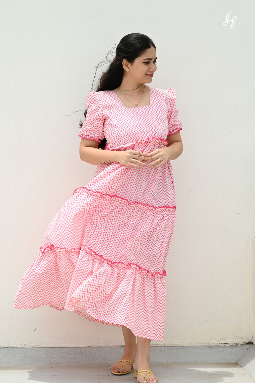 Pink Chevron Maxi Dress