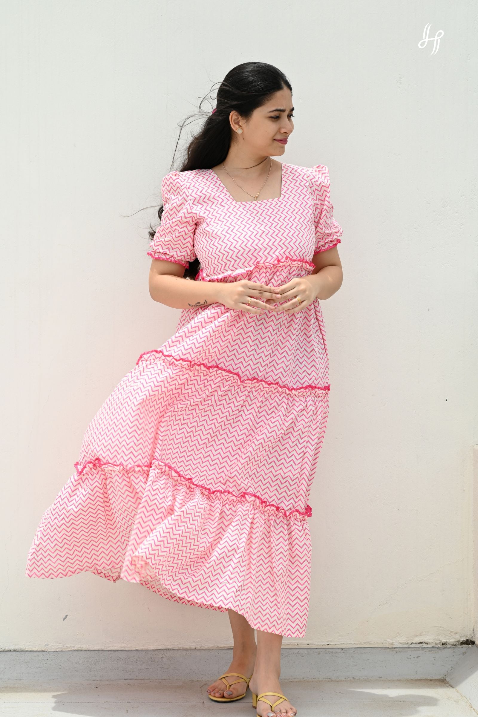 Pink Chevron Maxi Dress