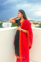 Kanmani – Black & Red Mangalagiri Cotton Suit Set