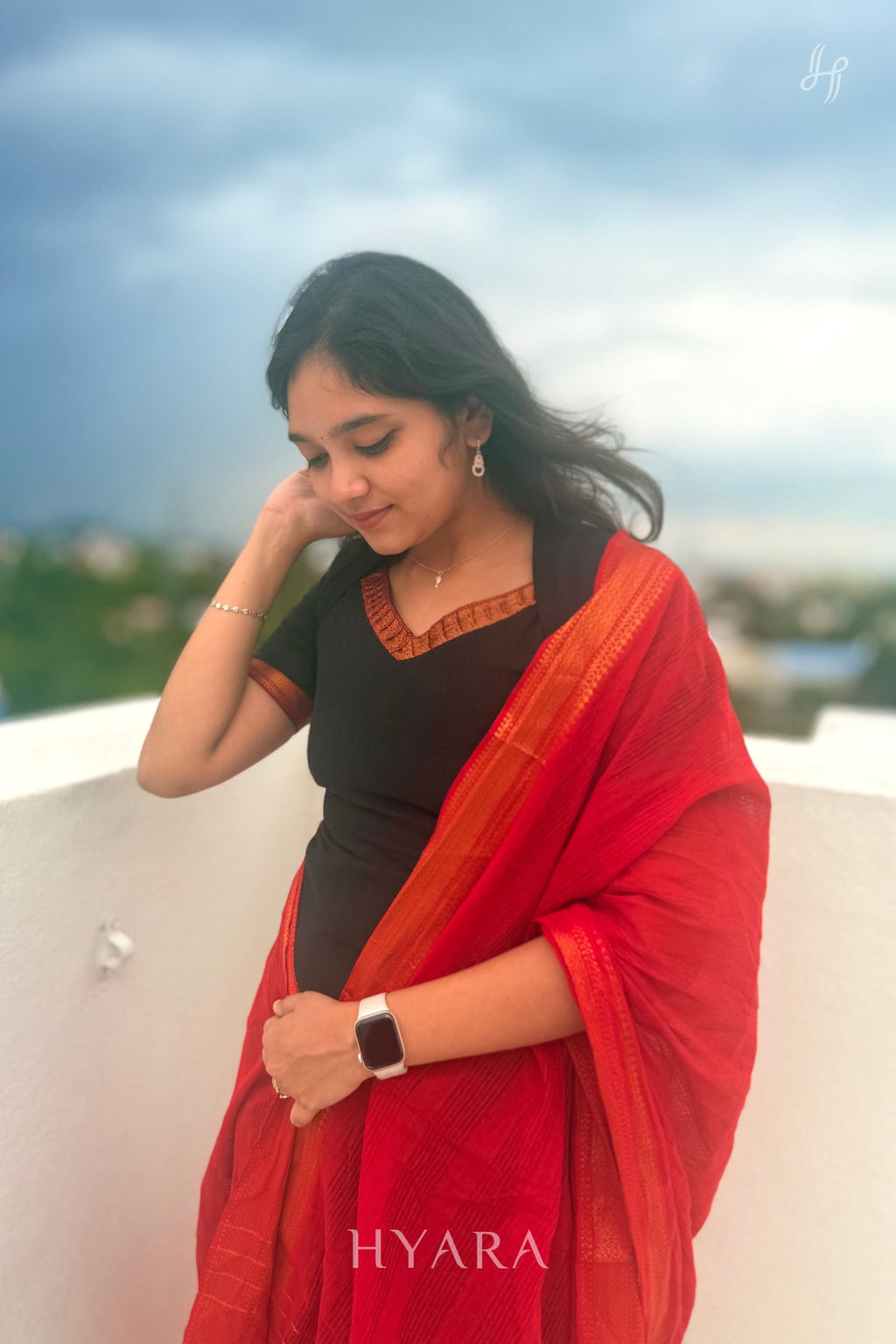 Kanmani – Black & Red Mangalagiri Cotton Suit Set