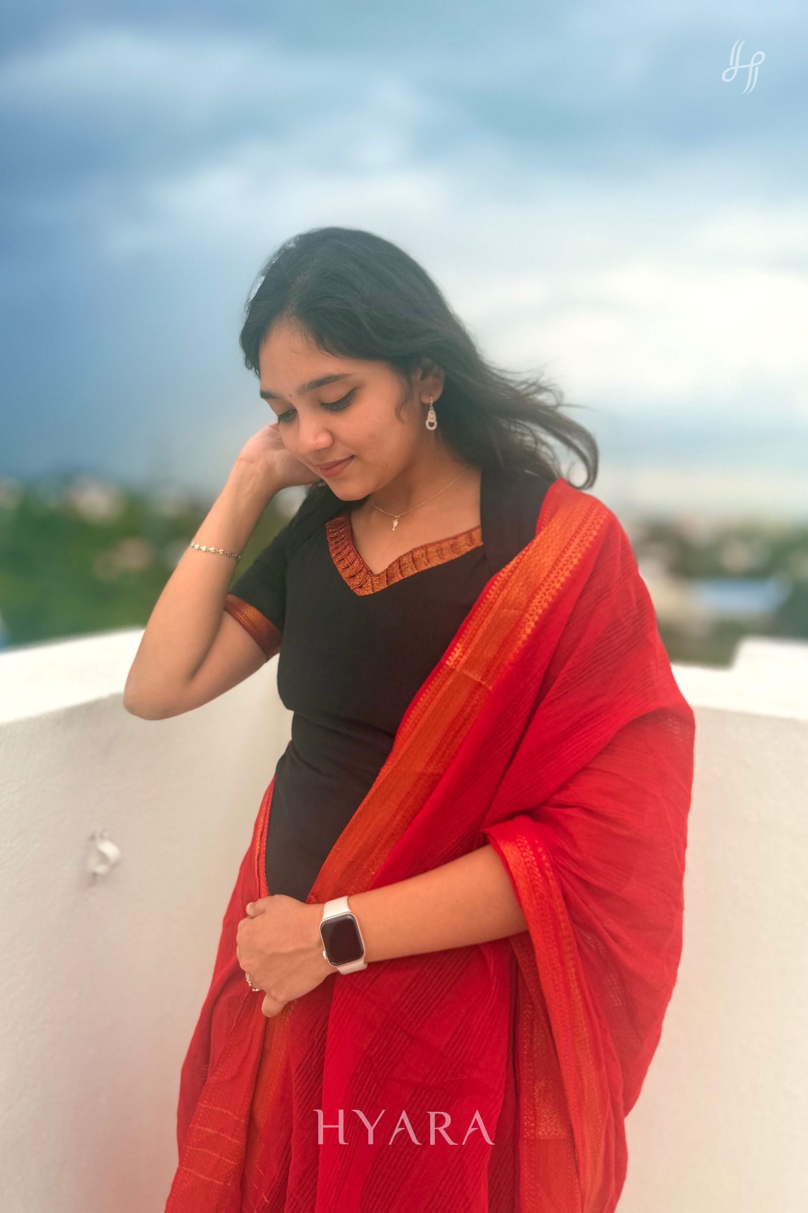 Kanmani – Black & Red Mangalagiri Cotton Suit Set