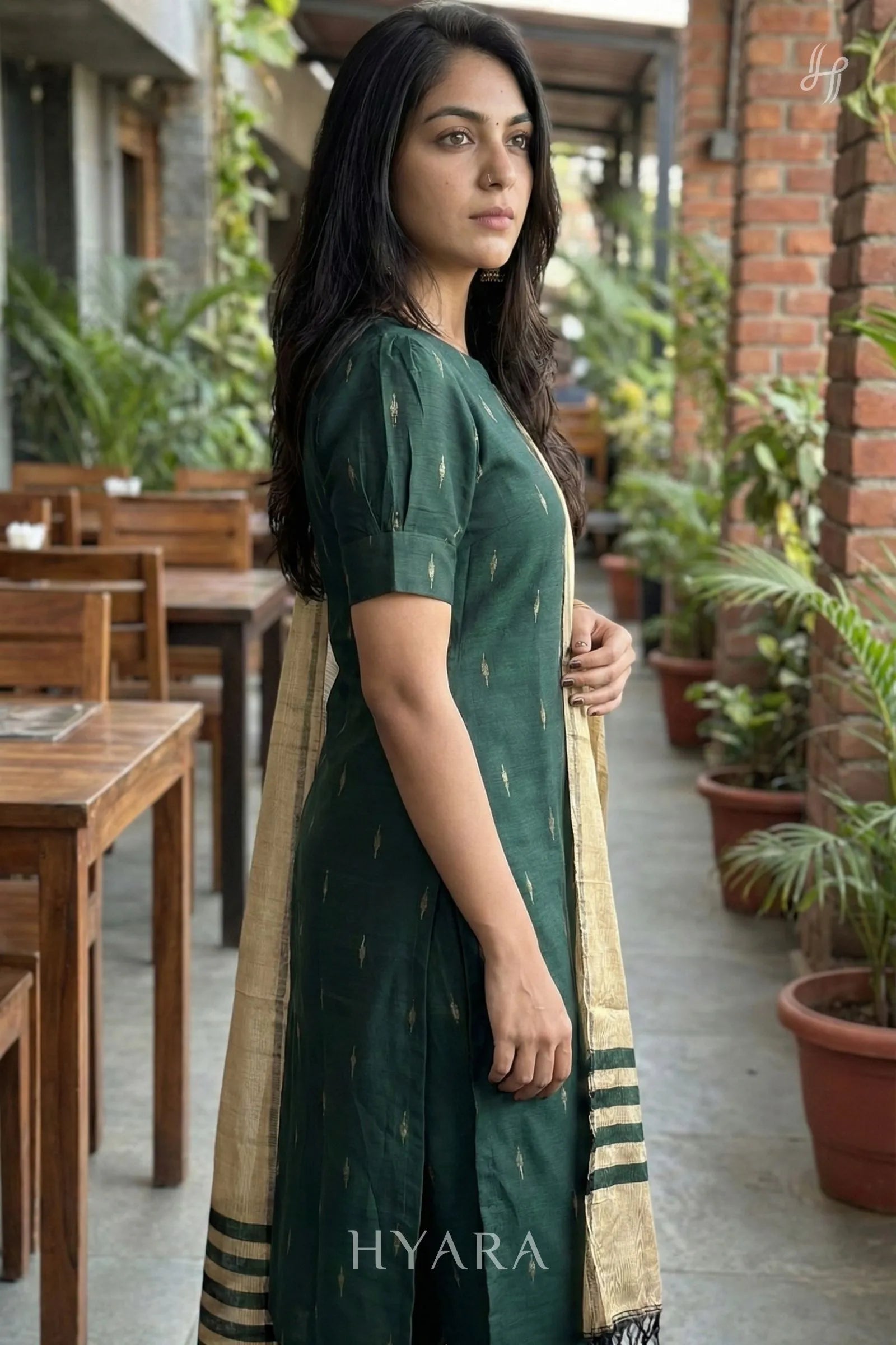 Mira Sage Green Raw Silk Kurti set