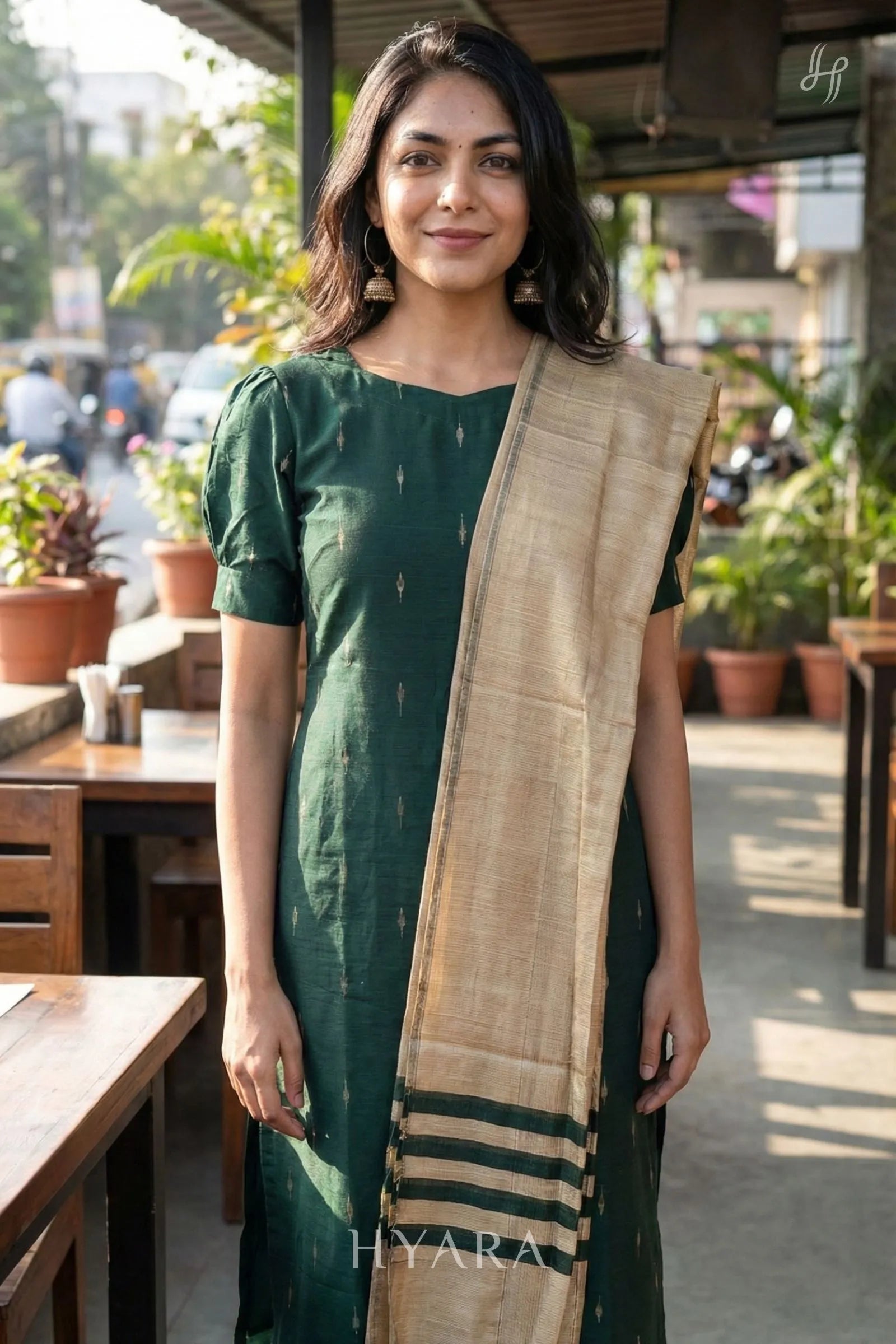 Mira Sage Green Raw Silk Kurti set
