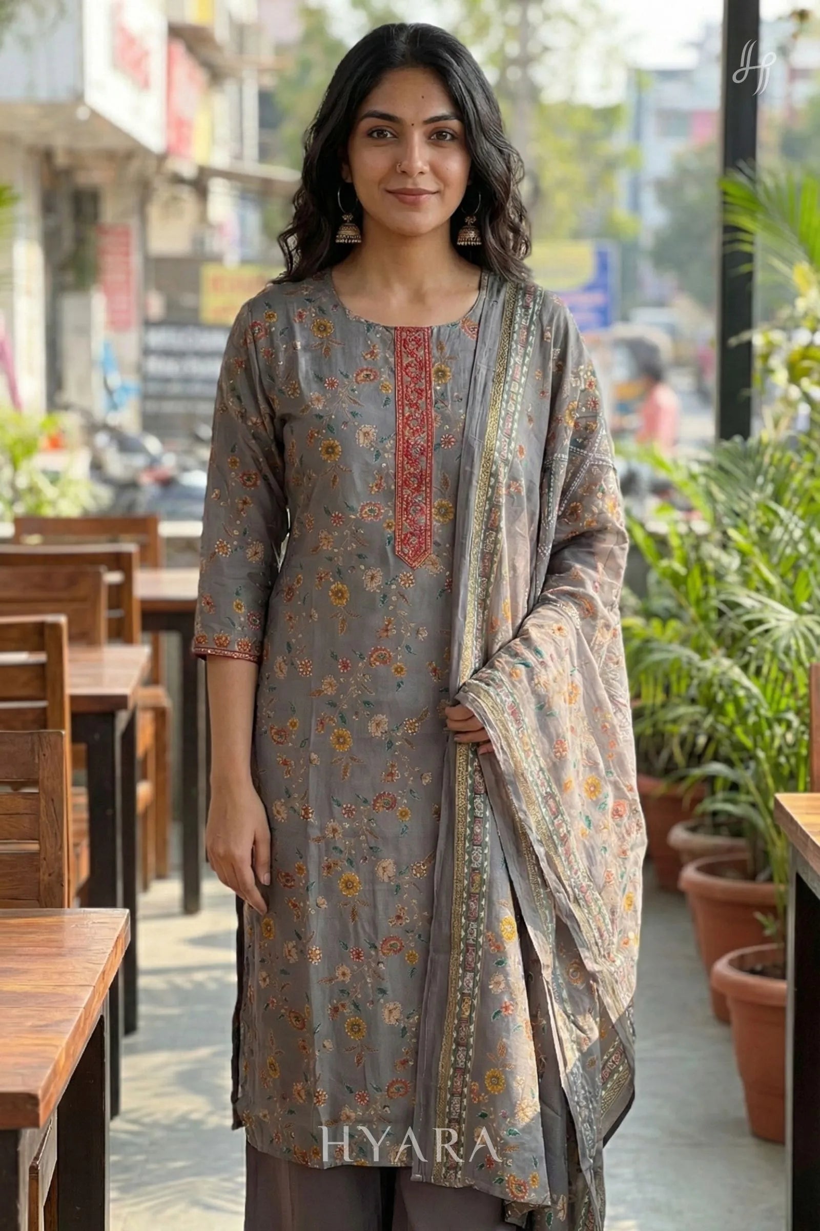 Nash Warm Grey Kurti Set
