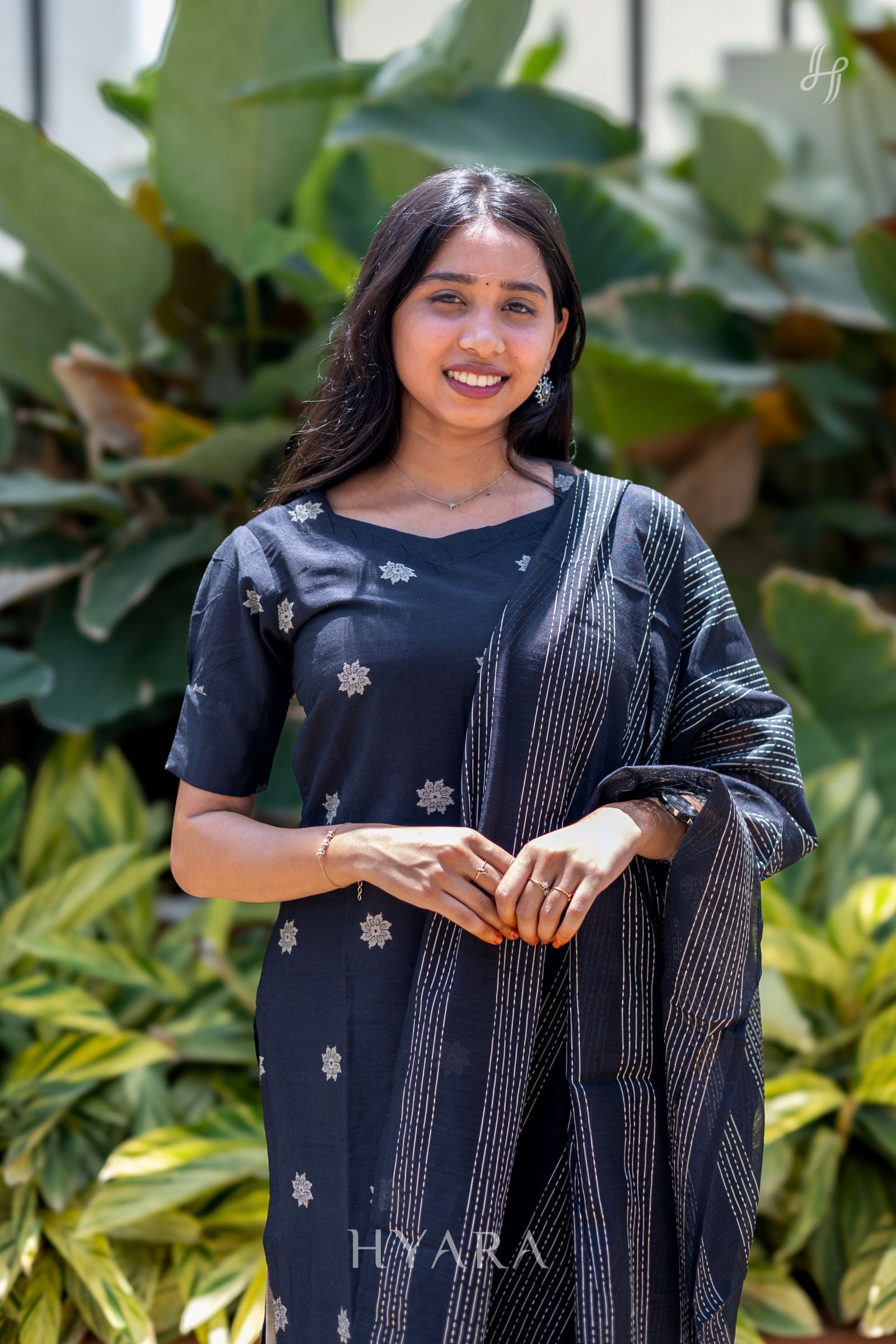 Riya Black Raw Silk Kurti Set