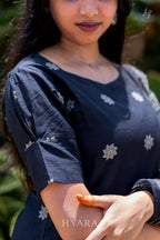 Riya Black Raw Silk Kurti Set